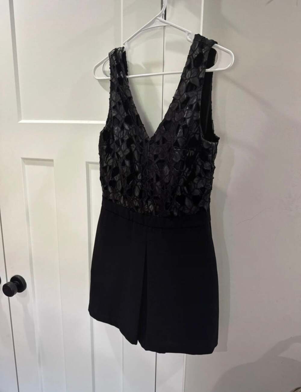 Sam Edelman Romper Size 8 Black Lace Bodice Short Jumpsuit